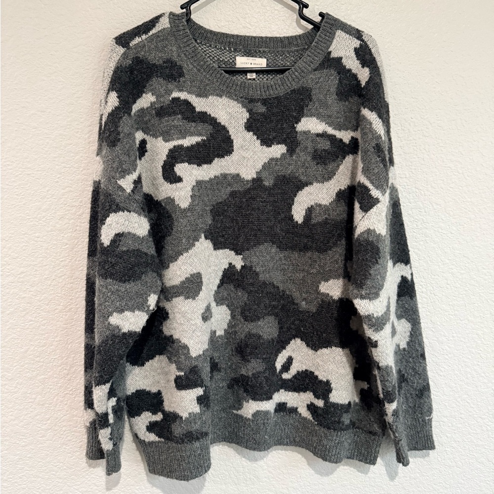 Lucky brand 3X Gray Camouflage Sweater